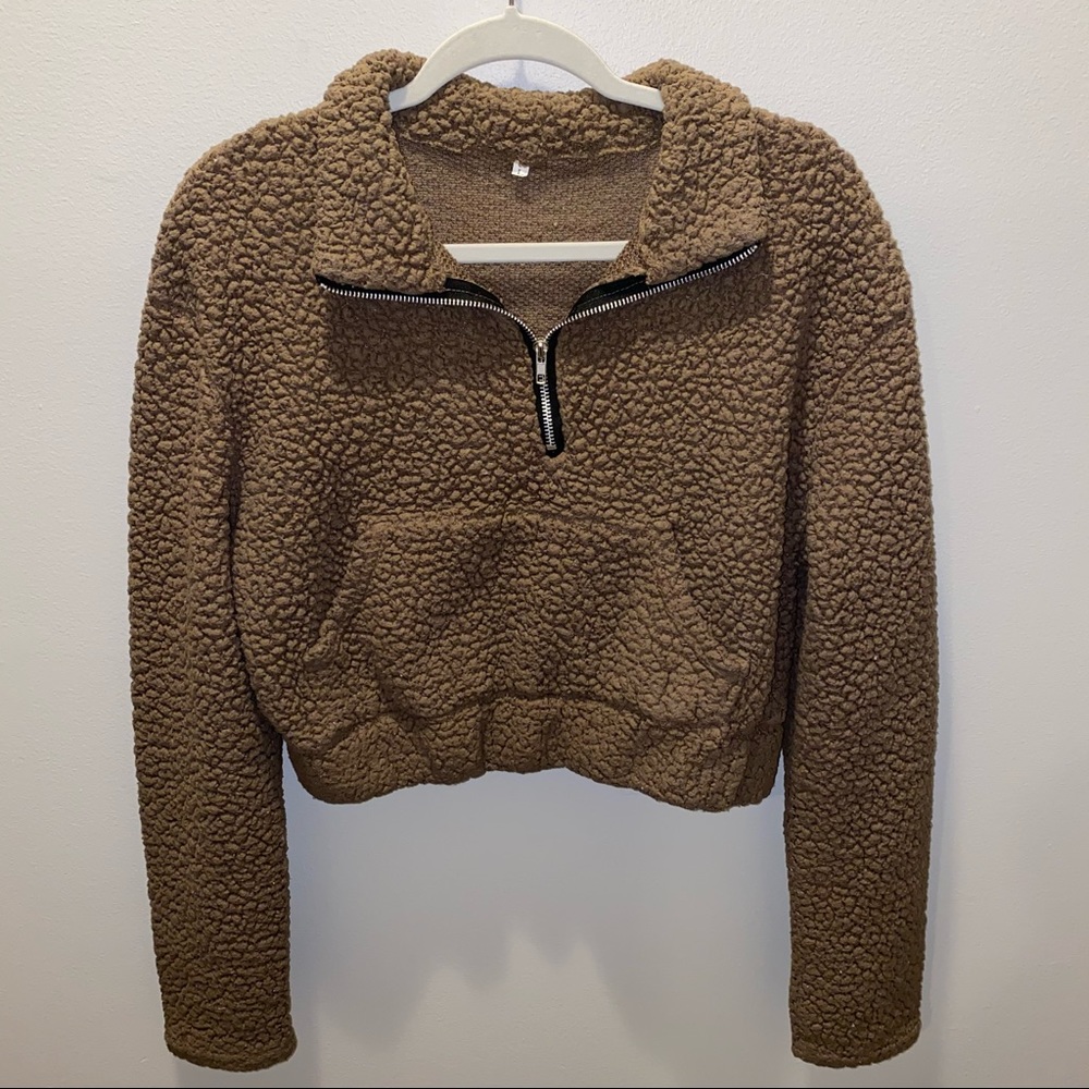 Brown faux fur sweatshirt